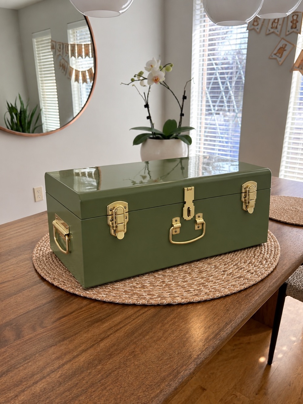 Green Keepsake Trunk - baby or wedding